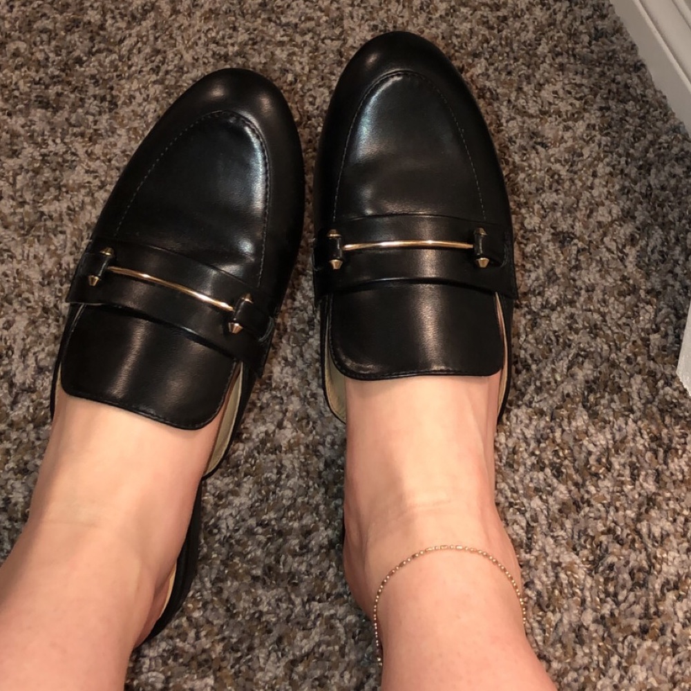 Black and gold mules